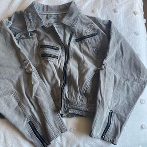 Carmar Gray Denim Distressed Jacket